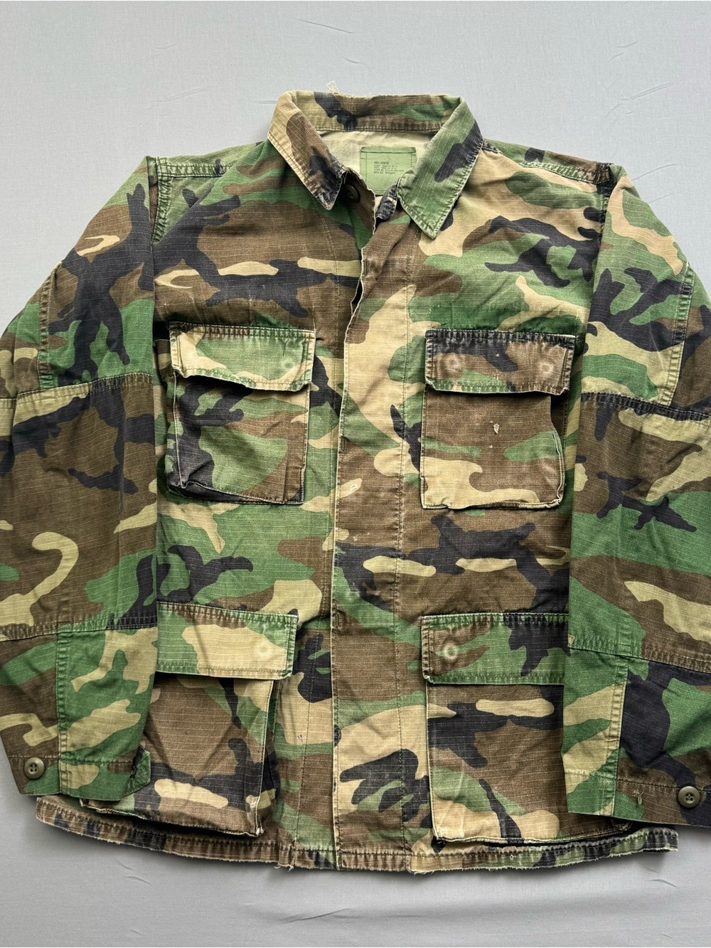 Woodland Camouflage BDU Jacket Small Regular Military Surplus Ripstop